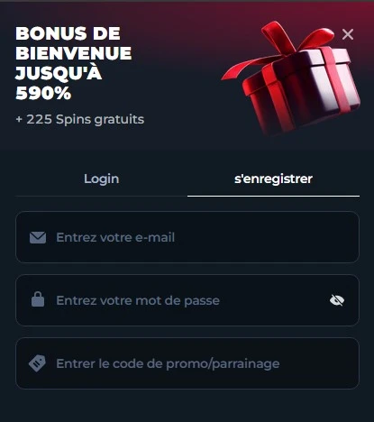 Formulaire d'inscription BetFury